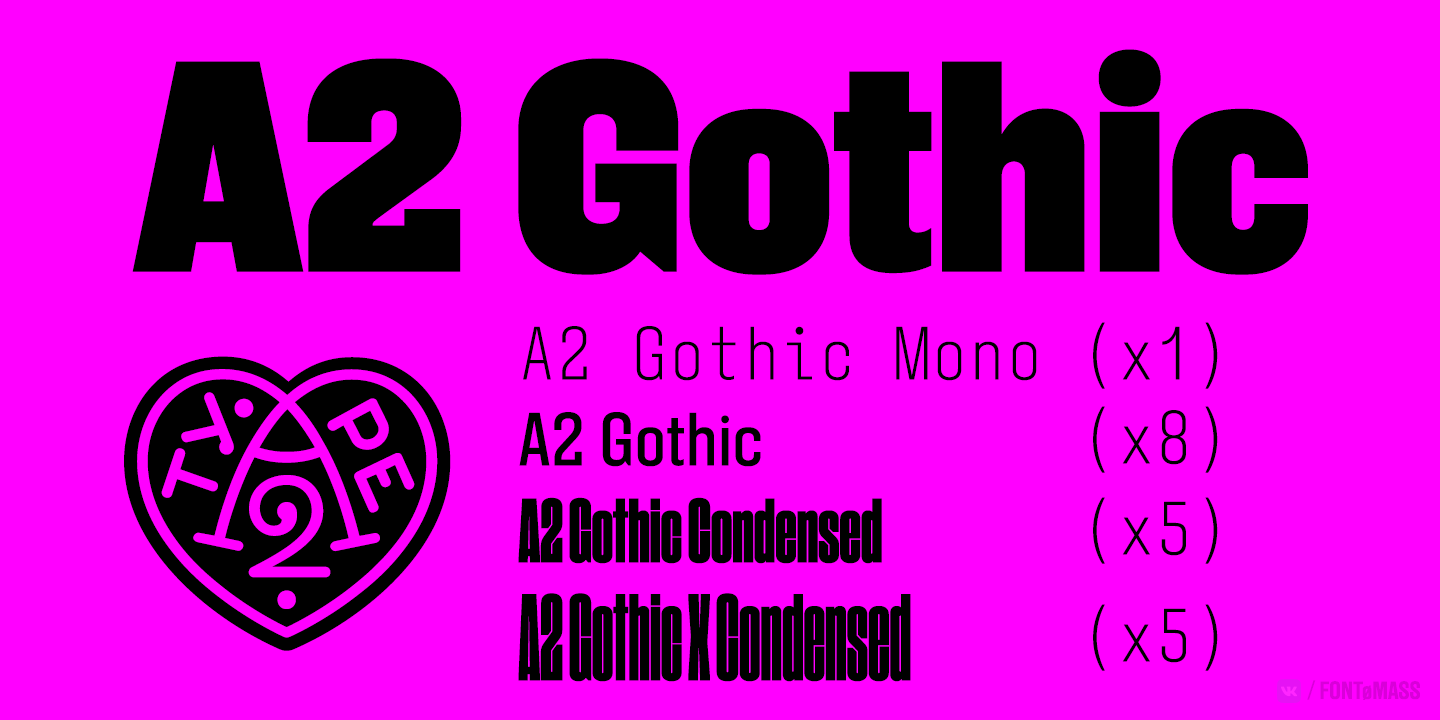 Ejemplo de fuente A2 Gothic Extra Condensed Heavy
